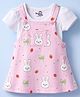 Doodle Poodle Cotton Knit Frock with Inner Tee Bunny & Strawberry Print White 0-3 Months