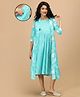 The Mom Store Cotton Woven   Abstract Printed Maternity Dress With Side Zipper Nursing Access & Three Fourth Sleeves Shacket - Turquoise