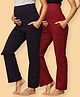 The Mom Store Cotton Woven Pack Of 2 Solid Maternity Track Pants - Maroon & Navy Blue