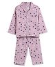 The Boo Boo Club Cotton Knit Full Sleeves Heart Printed Coordinating Shirt & Pant Night Suit - Pink