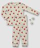 Cocoon Care Bamboo Knitt Full Sleeves Hearts Printed Tee & Joggers Night Suit - Beige