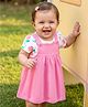 Doodle Poodle 100% Cotton Knit Frock & Half Sleeves Inner Tee With Floral Print - White & Pink