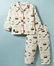 Enfance Core Cotton Woven Full Sleeves Food Printed Co-ords Shirt & Pajama Night Suit - Cream
