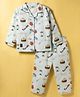 Enfance Core Cotton Woven Full Sleeves Food Printed Co-ords Shirt & Pajama Night Suit - Light Blue