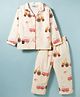 Enfance Core Cotton Woven Full Sleeves Animals On Tractor Printed Co-ords Shirt & Pajama Night Suit - Cream