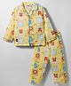 Enfance Core Cotton Woven Full Sleeves Animal Printed Co-ords Shirt & Pajama Night Suit - Yellow