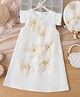 Mark & Mia Cotton Half Sleeves Party Dress With Floral Applique - White