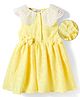 Mark & Mia Cotton Sleeveless Frock with Bow Applique & Floral Detailing - Yellow