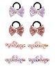 Ribboncandy Glitter & Pearl Embellished Bow & Butterfly Applique Detailed Hair Accessories Combo Set - Purple & Rose Gold