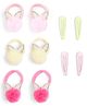 Ribboncandy Set Of 10 Stone Embellished Hair Accessories Combo Set - Off White & Pink