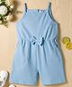Mark & Mia Knitted Sleeveless Solid Colour Jumpsuit with Bow Applique - Light Blue
