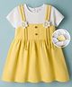 Mark & Mia Cotton Knit Half Sleeves Solid Colour Frock with Floral Badge Detailing - Yellow
