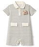 Mark & Mia Knitted Half Sleeves Striped Romper With Flap & Badge Detailing - Multi Colour