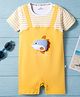 Mark & Mia Knitted Half Sleeves Striped Romper with Fish Applique - Yellow