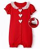Mark & Mia Knitted Half Sleeves Romper With Lace & Heart Applique - Multicolor