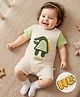 Mark & Mia Knitted Half Sleeves Romper With Crocodile Applique - Multicolor