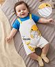 Mark & Mia Knitted Half Sleeves Dungaree Style Romper With Shark Print - Multicolor
