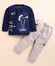 OLY KIDS Cotton Knit Full Sleeves Typography Printed Tee  & Pant Set - Biscuit