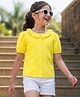 Pine Kids 100% Cotton Woven Half Sleeves Solid Pintuck Top -Yellow