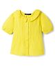Pine Kids 100% Cotton Woven Half Sleeves Solid Pintuck Top -Yellow