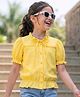 Pine Kids 100% Cotton Woven Half Sleeves Top With Embroidery Detailing - Yellow