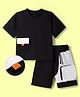 OLLINGTON ST. Cotton Knit Half Sleeves Solid T-Shirt & Shorts Set - Black & White