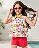 OLLINGTON ST. Woven Floral Printed Sleeveless Top & Cotton Twill Shorts Set - Multicolor & Red