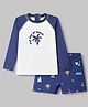 Babyhug Water Repellent Full Sleeve Two Piece Swimsuit With Beach Theme - White