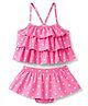 Babyhug Water Repellant Sleeveless Two Piece Swimsuit With Polka Dots Print - Pink