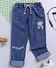 TOONYPORT Denim Woven Bear Patch Embroidered Jeans - Blue