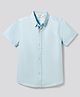 Primo Gino 100% Cotton Woven  Half Sleeves Oxford Shirt with Palm Tree Embroidery - Light Blue