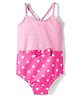 Babyhug Water Repellent V Cut Swimsuit With Floral Print & Bow Applique - Pink