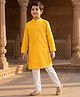 Pine Kids Woven Full Sleeves Solid Kurta Pyjama Set - Mustard