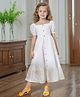 The Kids Club Schiffili Woven Half Puffed Sleeves Schiffli Embroidered Dress - White