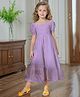 The Kids Club Schiffili Woven Half Puffed Sleeves Schiffli Embroidered Dress - Lavender