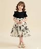 The Kids Club Cotton Blend Knit Half Sleeves Butterfly Embroidered Bow Applique Detailed Dress - Black