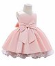 The Kids Club Cotton Blend Woven Sleeveless Bow Applique Detailed Dress - Pink