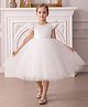 The Kids Club Net Woven Half Ruffled Sleeves Pearl Embellished Dress - White