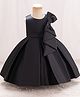 The Kids Club Cotton Blend Woven Sleeveless Bow Applique Detailed Dress - Black