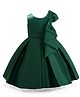 The Kids Club Satin Woven Sleeveless Folded Bow Overskirt Pleated Party Dress - Green