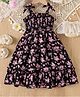 The Kids Club Cotton Woven Sleeveless Floral Printed Smocked Dress - Black