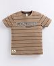 giniekids Cotton Knit Half Sleeves Expand Text Printed Tee - Brown