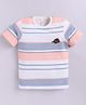 giniekids Cotton Knit Half Sleeves Striped Tee - Multi Colour