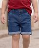 Babyhug Mid Thigh Length Solid Color Denim Shorts - Navy Blue