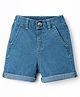 Babyhug Denim Mid Thigh  Solid Washed Shorts - Blue