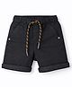 Babyhug Denim Washed Mid Thigh Length Solid Shorts - Black