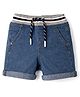 Babyhug Denim Washed Mid Thigh Length Solid Shorts With Stretch - Blue