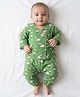 KLINGARU Cotton Knit Full Sleeves Sheep Printed Coordinating Jhabla & Pants Set - Green