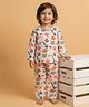KLINGARU Cotton Knit Full Sleeves Sea Life Printed Coordinating Kurta & Pajama Night Suit - White