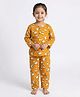 KLINGARU Cotton Knit Full Sleeves Sheep Printed Coordinating Kurta & Pajama Night Suit - Orange